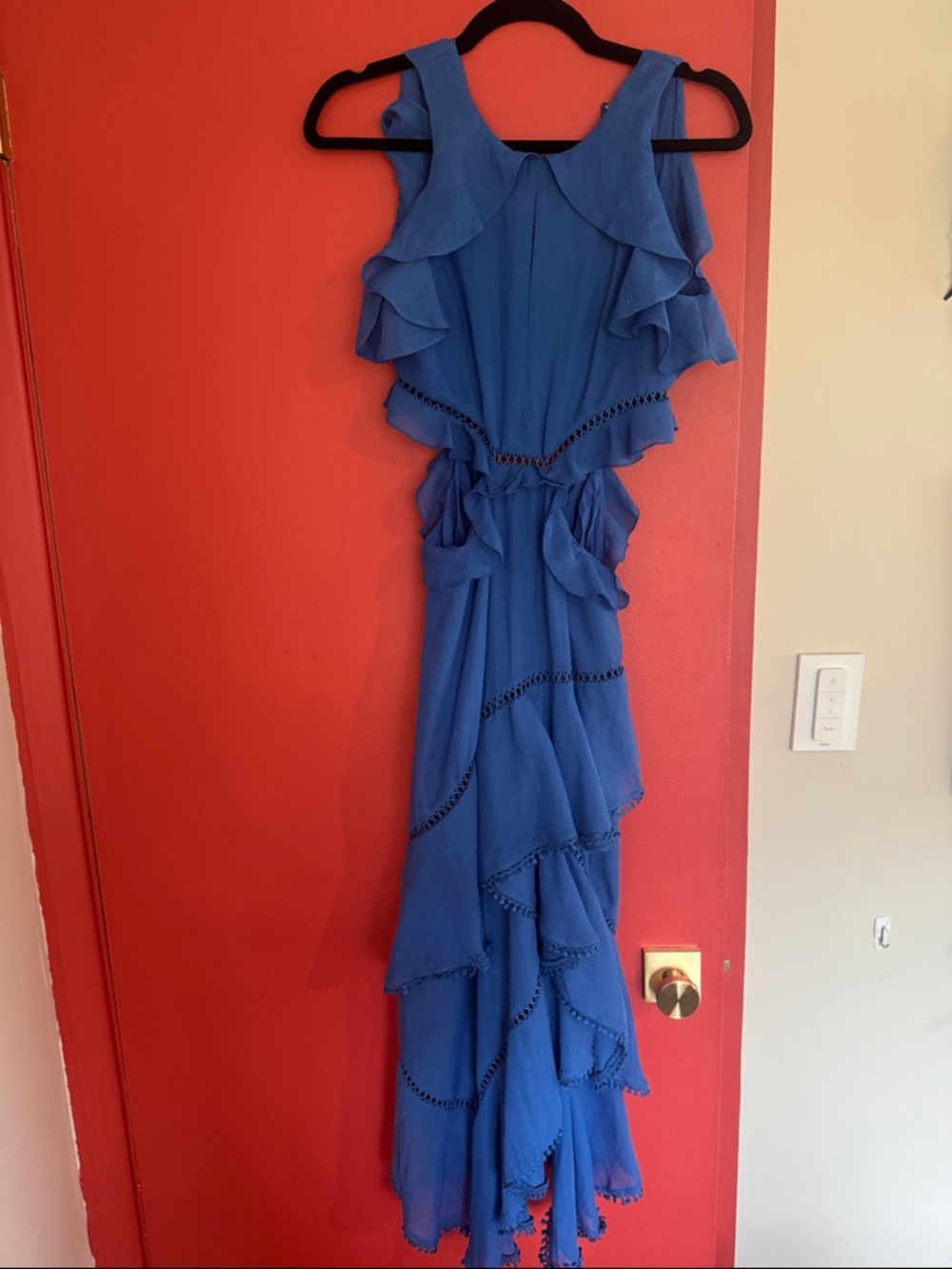 Red Carter Royal Blue Ruffle-Trim Maxi Dress